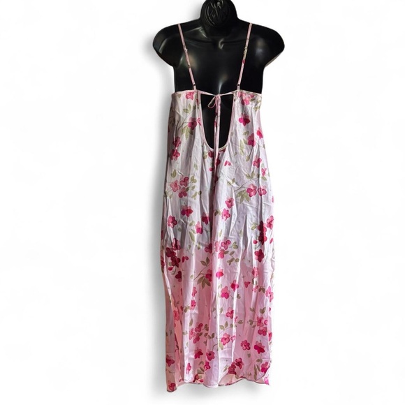 Y2K vintage silky satiny slip dress - floral pink - Picture 4 of 8